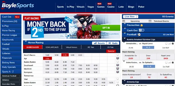 Betting odds screen